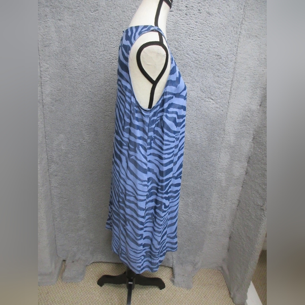 Blue Zebra Print Sleeveless Shift Dress - Picture 3 of 5